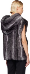 Anna Sui SSENSE Exclusive Gray Sleeveless Faux-Mink Hoodie