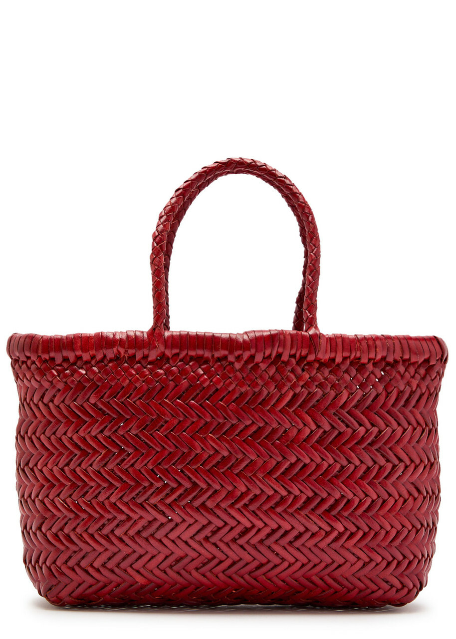 Dragon Diffusion Mini Flat Gora Woven Leather top Handle bag - Red - One Size