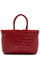 Dragon Diffusion Mini Flat Gora Woven Leather top Handle bag - Red - One Size