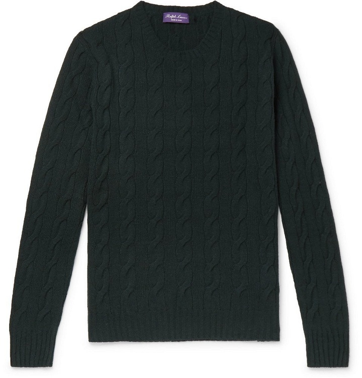 Photo: Ralph Lauren Purple Label - Cable-Knit Cashmere Sweater - Green