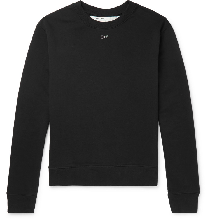 Photo: Off-White - Logo-Embellished Loopback Cotton-Jersey Sweatshirt - Black
