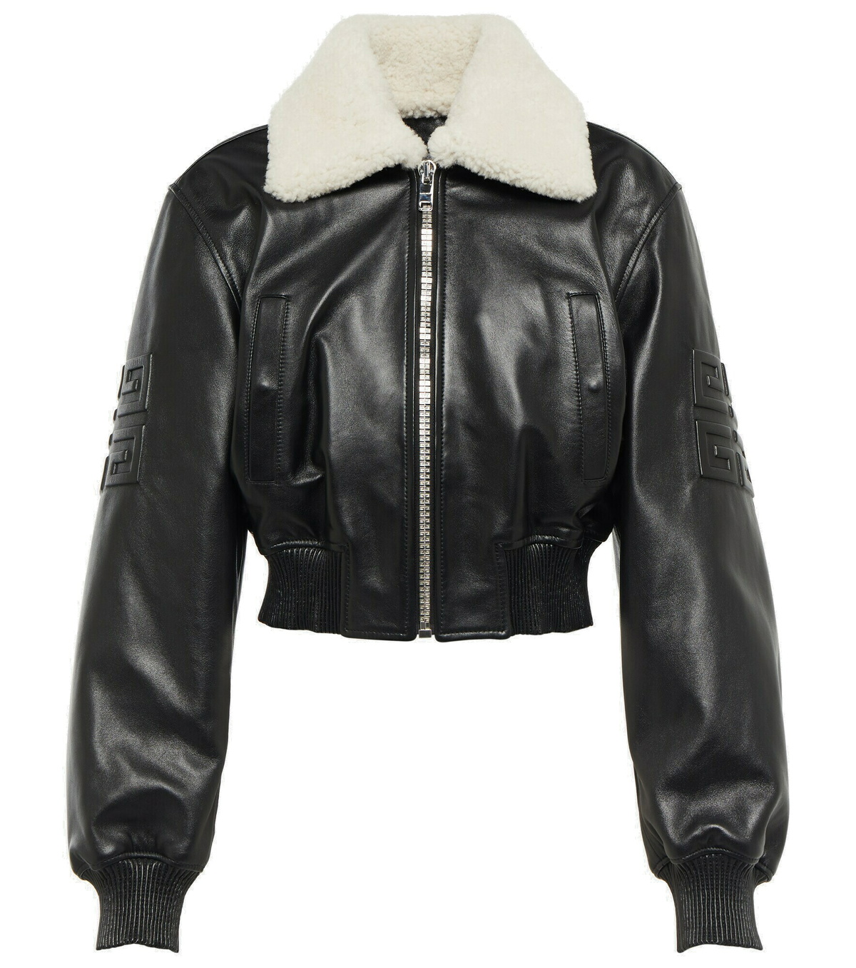 Givenchy - Cropped shearling-trimmed leather jacket Givenchy