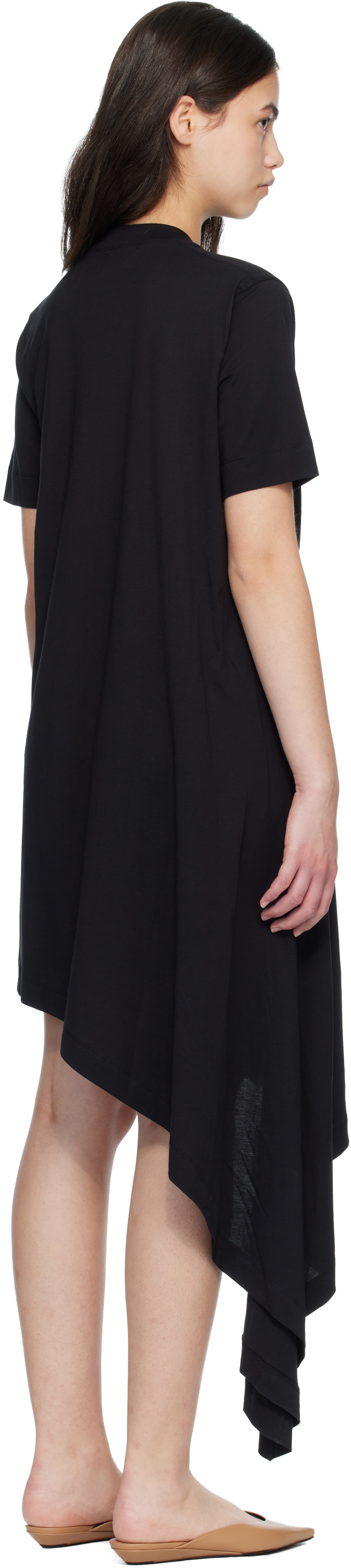 Loulou de Saison Black IGARI Asymmetric T-shirt Midi Dress