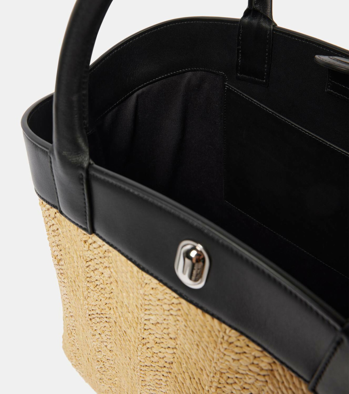 Savette Tondo Large leather-trimmed raffia tote bag