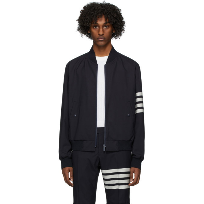 Photo: Thom Browne Navy Engineered Blouson Bomber Jacket