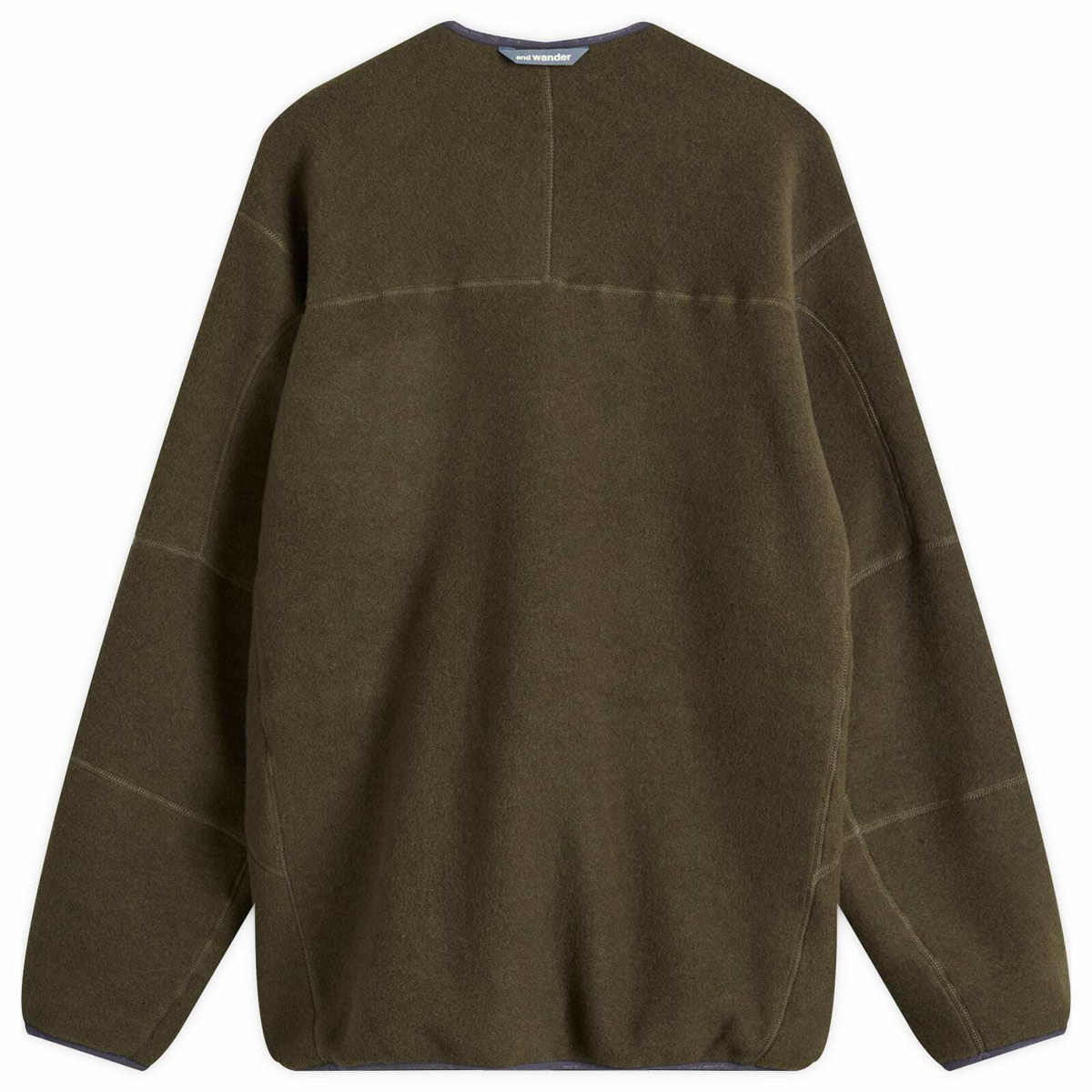 and wander Wool Fleece Cardigan in Khaki