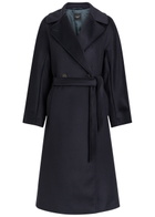 Weekend Max Mara Resina Belted Wool-blend Coat Navy