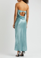 Bec & Bridge Moon Dance Strapless Satin Maxi Dress Teal