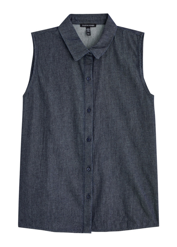 Photo: Eileen Fisher Sleeveless Chambray Shirt Denim