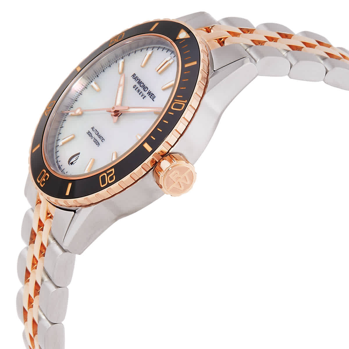 Raymond Weil Freelancer Automatic White Mother of Pearl Dial Ladies Watch 2755-S51-97001