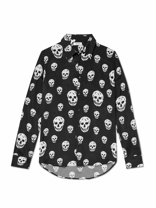 Photo: McQueen - Printed Satin Shirt - Black
