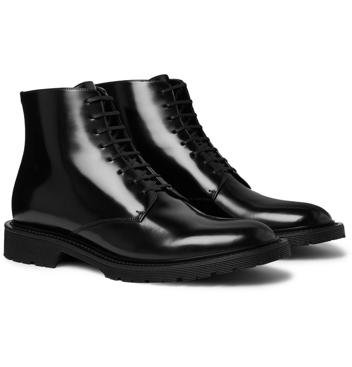 Photo: SAINT LAURENT - Polished-Leather Boots - Black