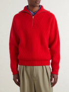 Jil Sander - Ribbed Wool Zip-Up Sweater - Red