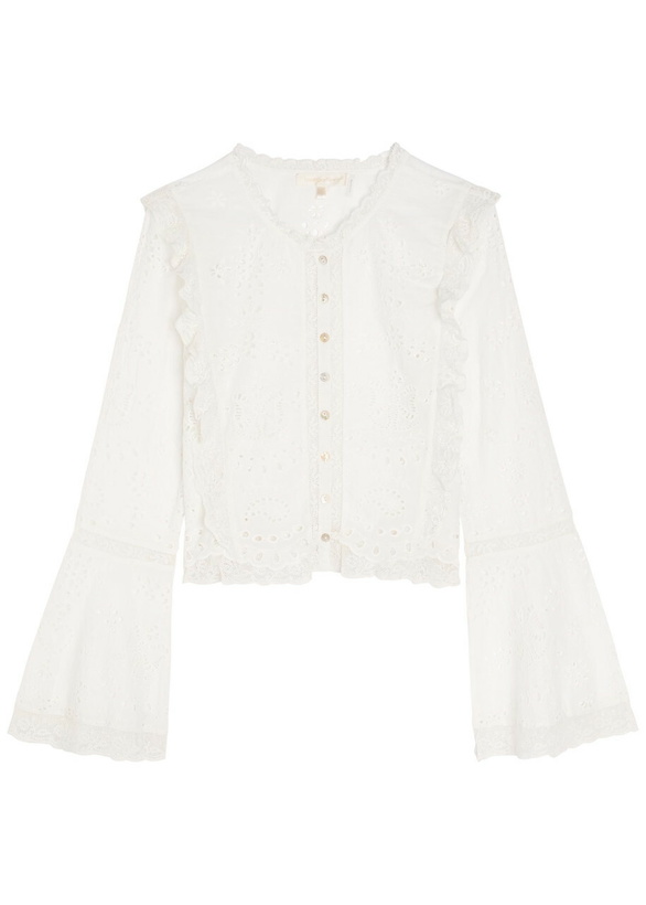 Photo: Loveshackfancy Hawthorne Embroidered Cotton top White