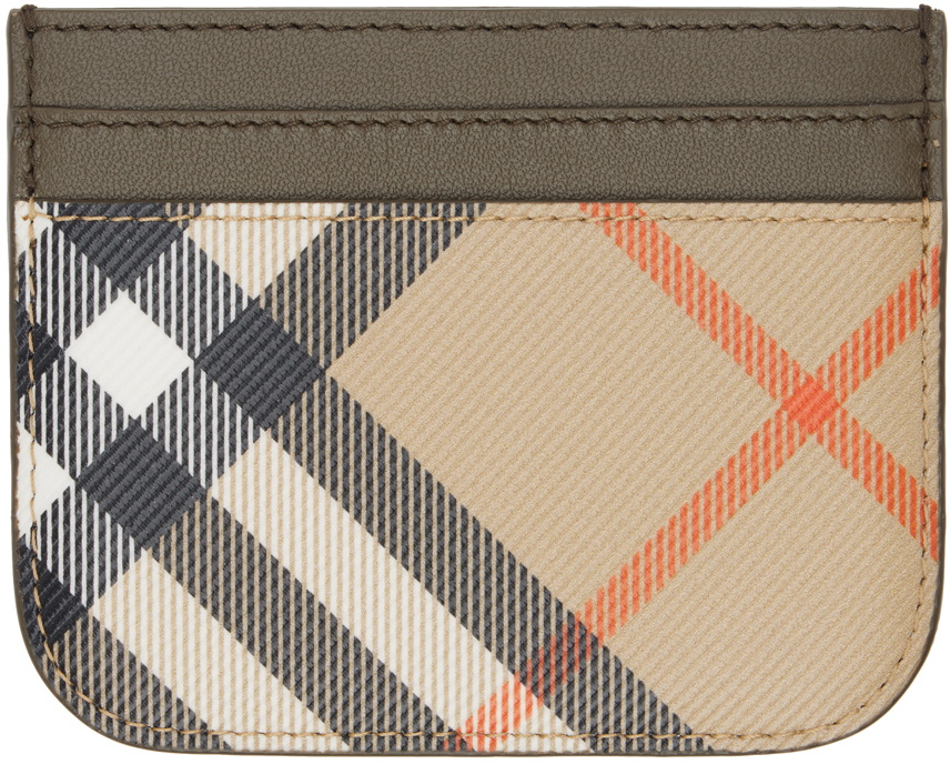 Burberry Beige & Black Check Card Holder