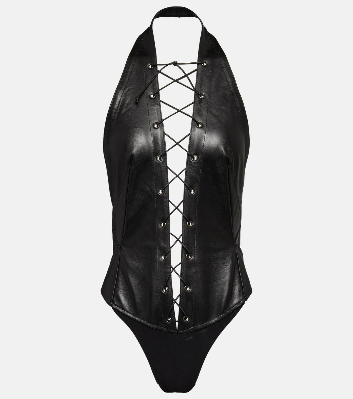 Petar Petrov Tyce lace-up leather bodysuit