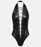 Petar Petrov Tyce lace-up leather bodysuit