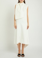 Khaite Loell Draped Crepe de Chine Midi Dress Off White