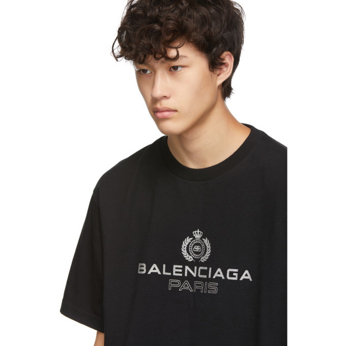 Forskelle sandwich bede Balenciaga Black Paris Laurel Regular Fit T-Shirt Balenciaga