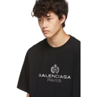 Balenciaga Black Paris Laurel Regular Fit T-Shirt