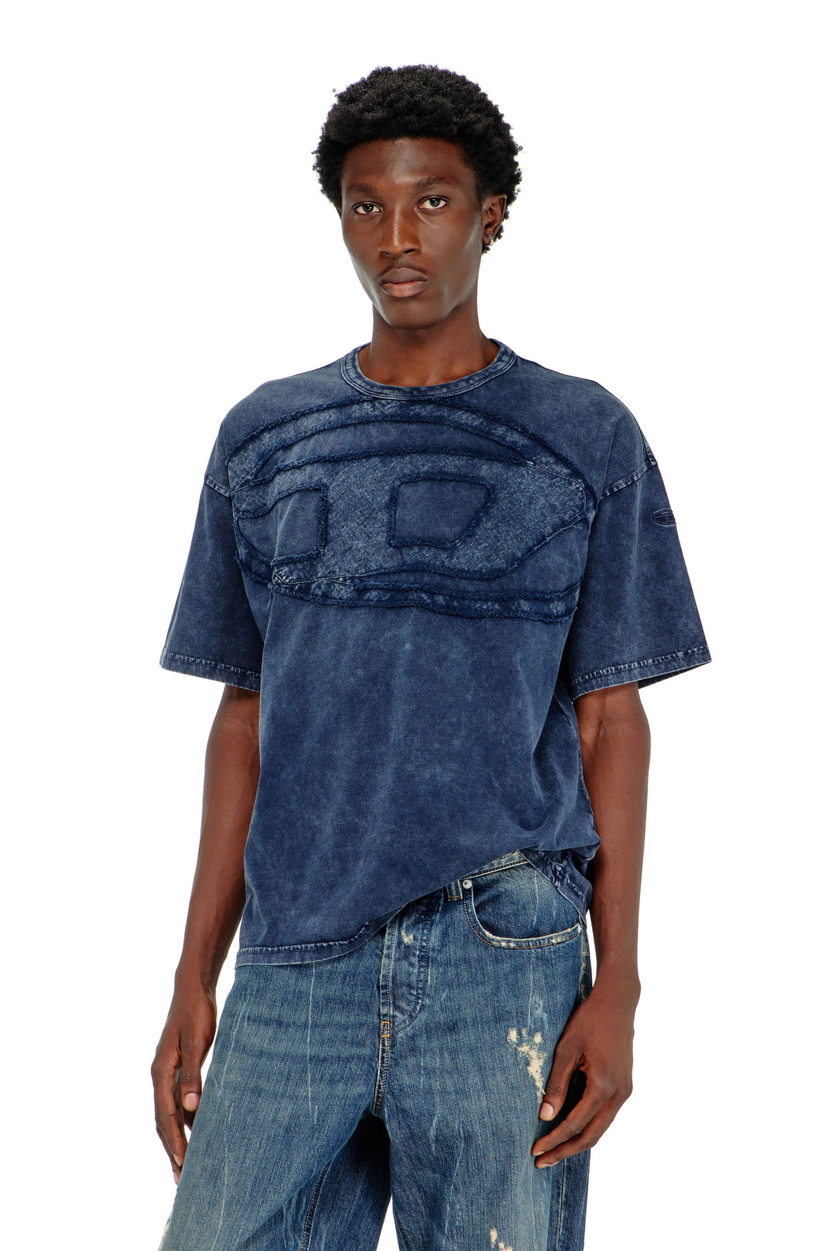Diesel Faded tank top with puffy Oval D - T-Shirts Mens in Black