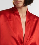 The Sei Tie-detail silk satin top