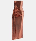 Alex Perry Draped sequined corset dress