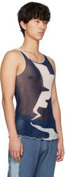 khanh brice nguyen SSENSE Exclusive Blue Streak Tank Top