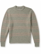 Nudie Jeans - Gurra Striped Ribbed Wool Sweater - Green