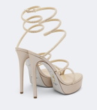 Rene Caovilla Cleo embellished satin platform sandals