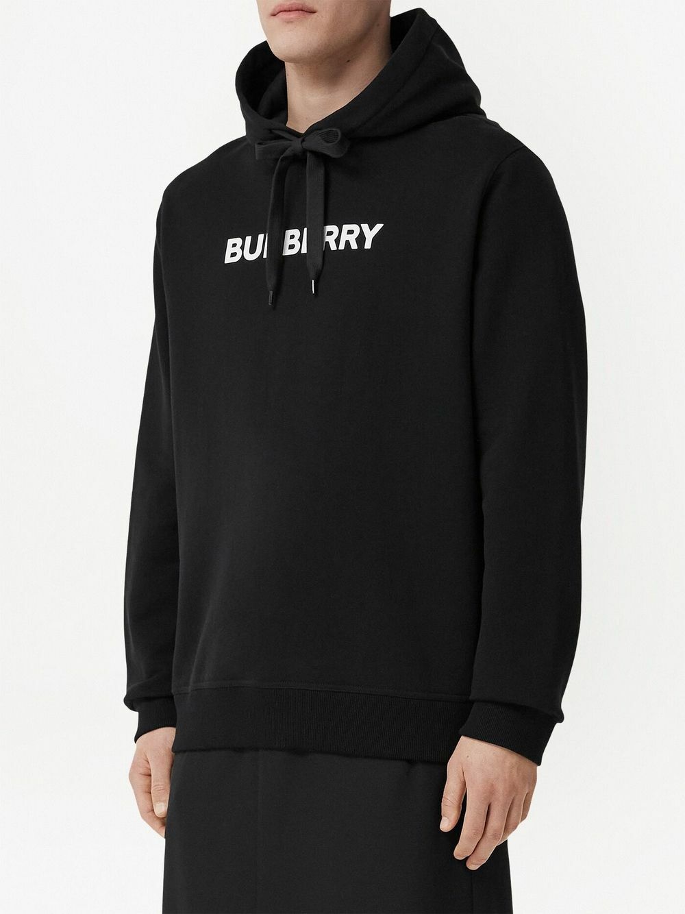 Burberry Black Logo Print Cotton Hoodie Burberry