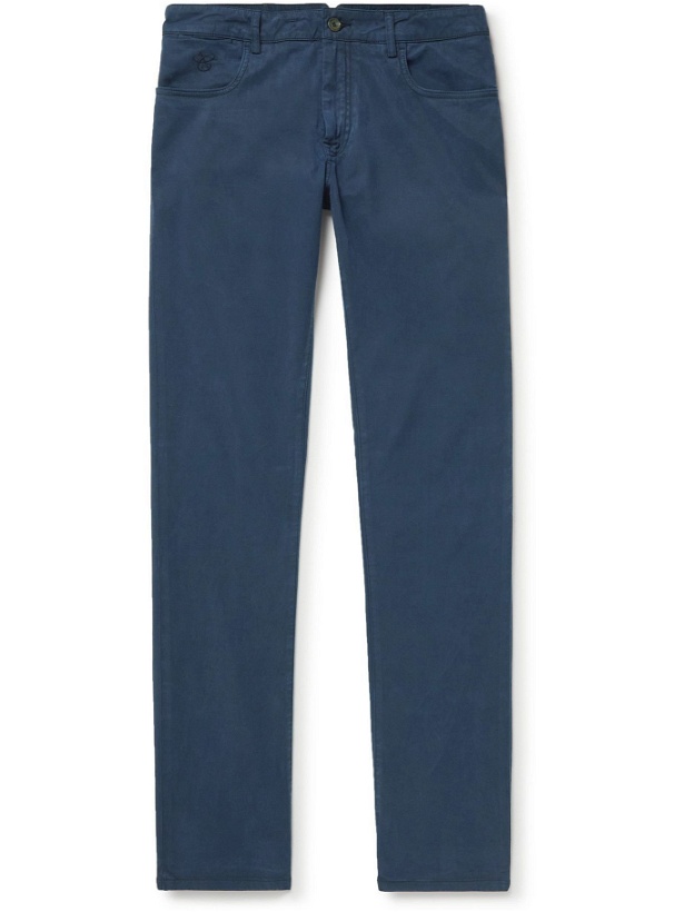 Photo: Canali - Stretch Lyocell and Cotton-Blend Trousers - Blue