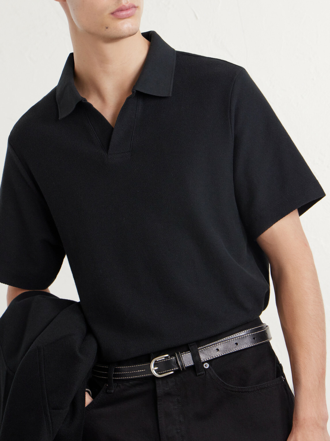 FRAME - Cotton-Piqué Polo Shirt - Black