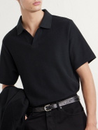 FRAME - Cotton-Piqué Polo Shirt - Black