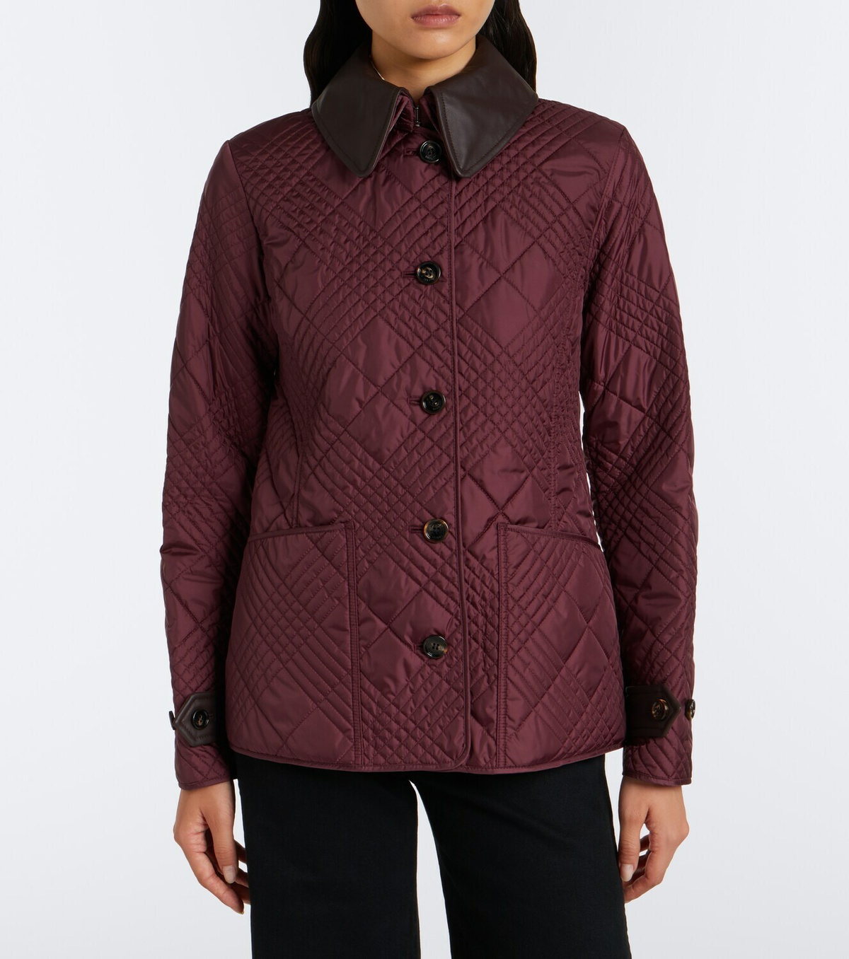 Burberry Fernleigh leather-trimmed quilted jacket