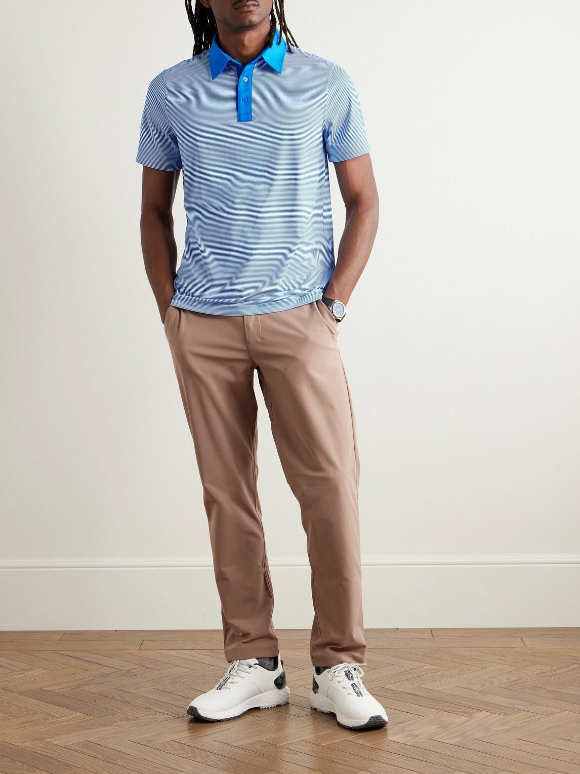 G/FORE - Striped Tech-Jersey Golf Polo Shirt - Blue