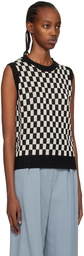 S Max Mara Off-White & Black Quadro Vest