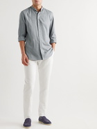 Anderson & Sheppard - Collarless Cotton and Cashmere-Blend Shirt - Gray