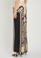 LA Double J Printed Wide-leg Silk Trousers Cream
