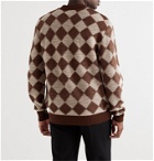 Needles - Checked Intarsia Wool Sweater - Brown