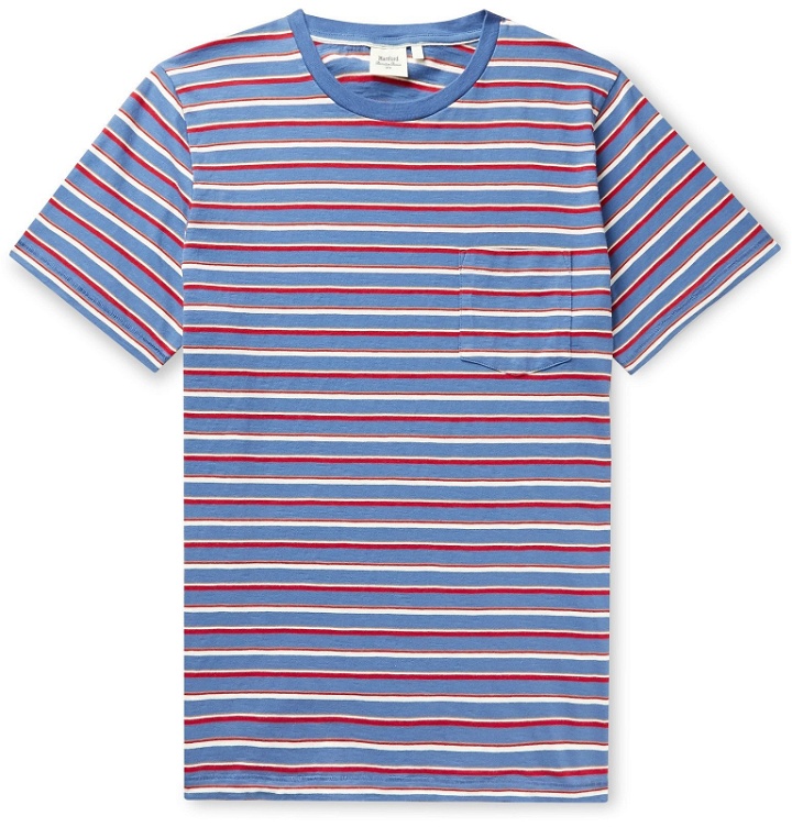 Photo: Hartford - Striped Cotton-Jersey T-Shirt - Blue