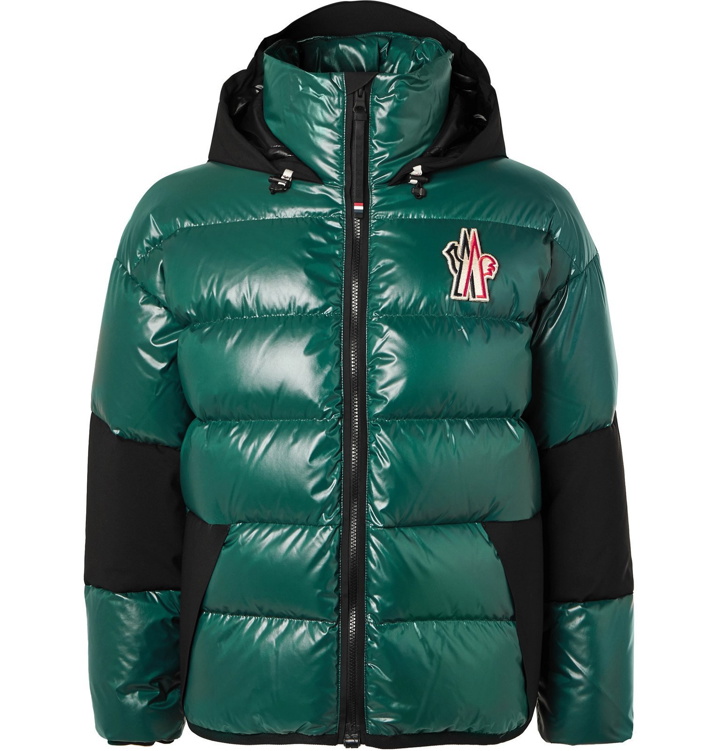 Photo: Moncler Grenoble - Gollinger Panelled Quilted Glossed-Nylon Hooded Down Ski Jacket - Green