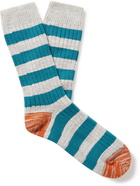 Thunders Love - Nautical Turn Lake Striped Ribbed Cotton-Blend Socks