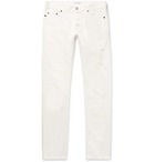 Saint Laurent - Slim-Fit Distressed Denim Jeans - Men - White