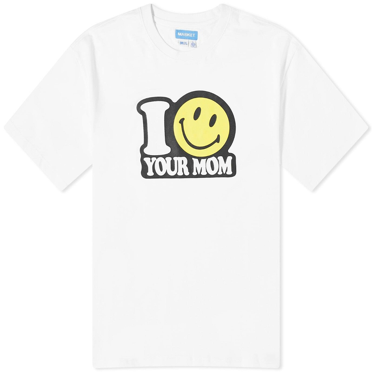 Photo: MARKET Men's Smiley Your Mom T-Shirt in White