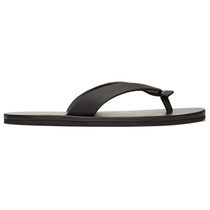 Photo: Lanvin Black Leather Slides 