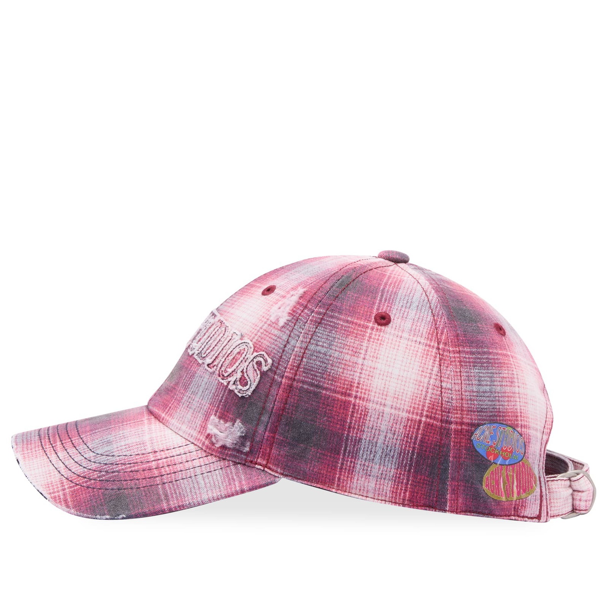 Acne Studios Men's Plaid Check Cap in Red/Blue Acne Studios