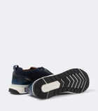 Santoni Leather-trimmed knitted sneakers