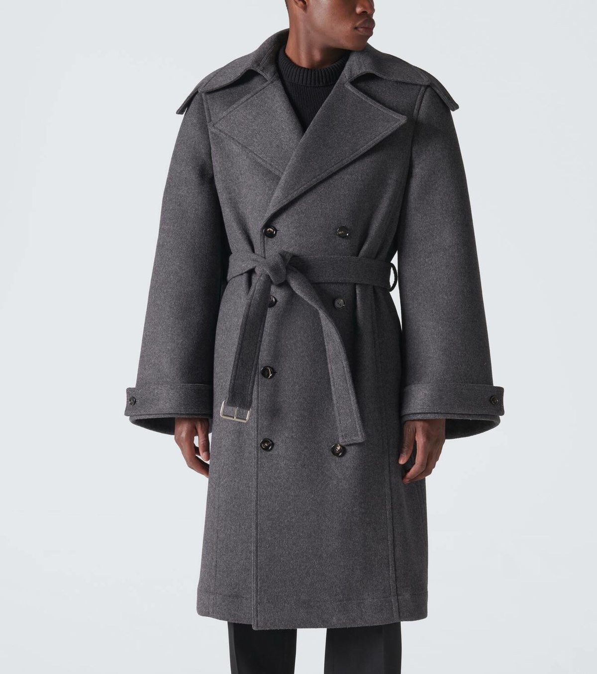 BOTTEGA VENETA 20AW ロングコート グレー Bottega Veneta Belted wool trench coat Bottega Veneta