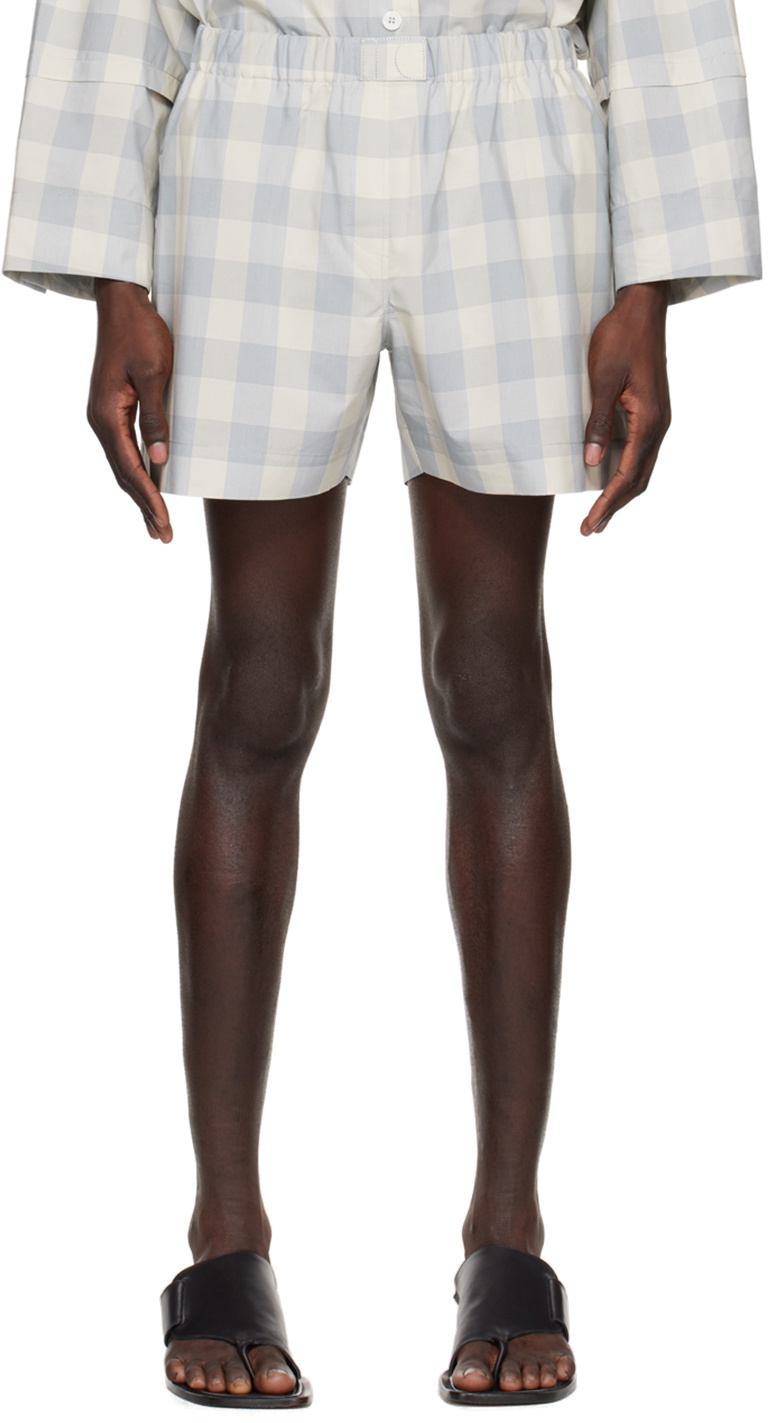 LOW CLASSIC Blue & Off-White Check Shorts